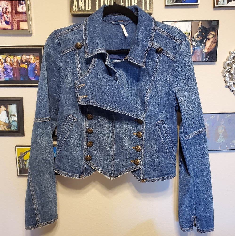 Free People Denim Band/Military Jacket